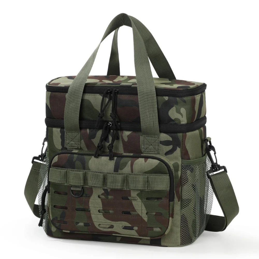 Bolsa de almuerzo térmica táctica de gran capacidad de camuflaje, bolsa de hielo portátil duradera con aislamiento a prueba de fugas para exteriores