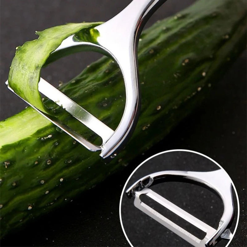 Cuchillo de pelar de acero inoxidable, venta al por mayor, cepillador de melón y calabaza, cocina, aleación de Zinc, pelador de frutas y melón, cuchillo raspador para el hogar