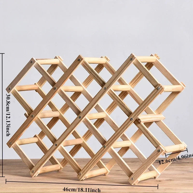 Estante de Madera Plegable para Almacenamiento de Vino, para 3-10 Botellas, Fácil de Montar, Apilable, para Organización del Hogar, Bar, Cocina o Bodega