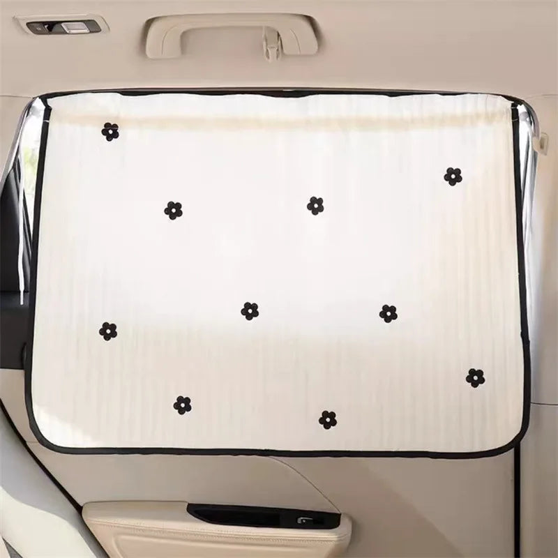 Parasol para ventana de coche de bebé, de algodón grueso bordado con dibujos animados, protección UV, ventosa, cortina deslizante instalada