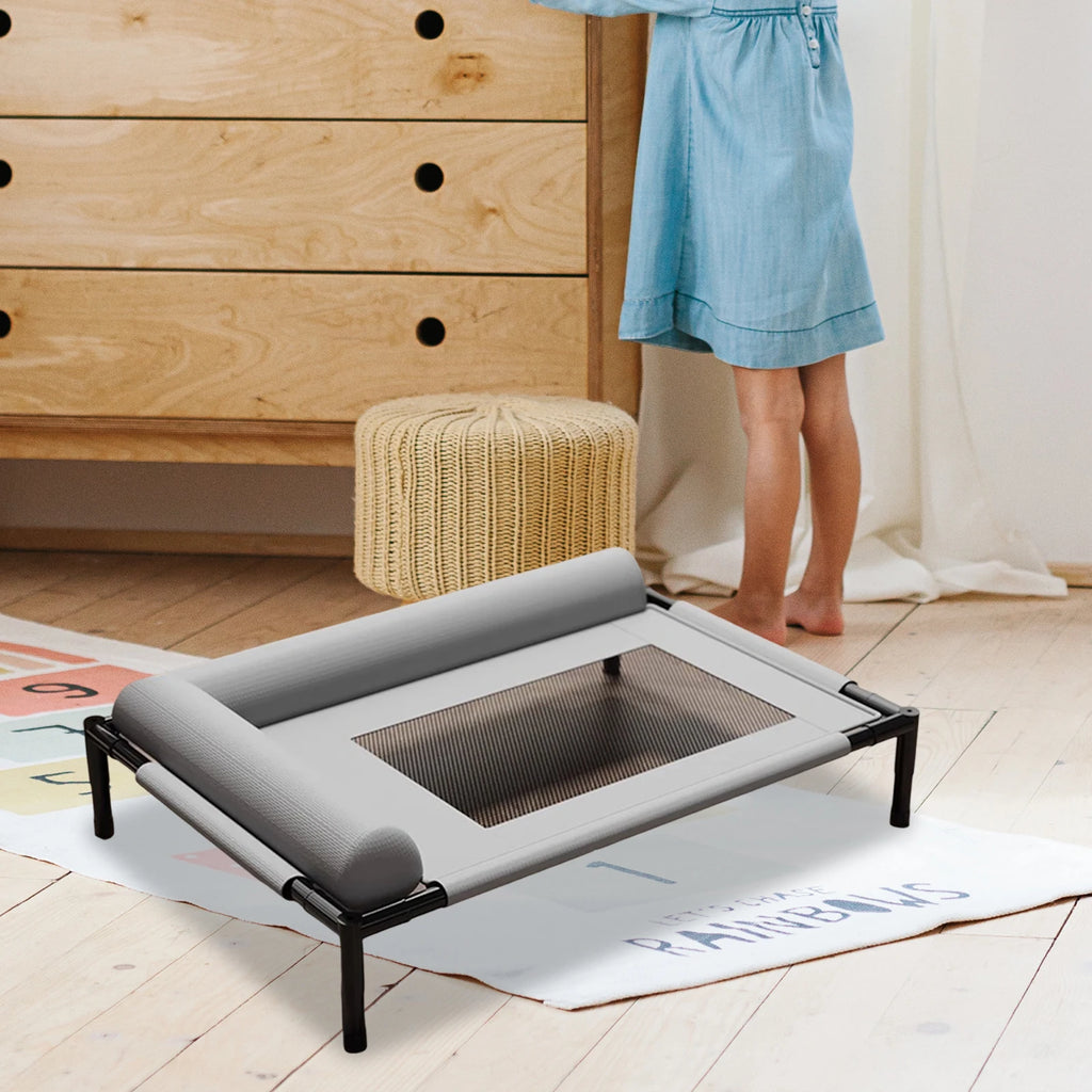 Muebles para mascotas, cama elevada de malla, transpirable con almohada, cama elevada para perros y gatos, extraíble, exterior, Camping, tren para tomar el sol, hogar, césped