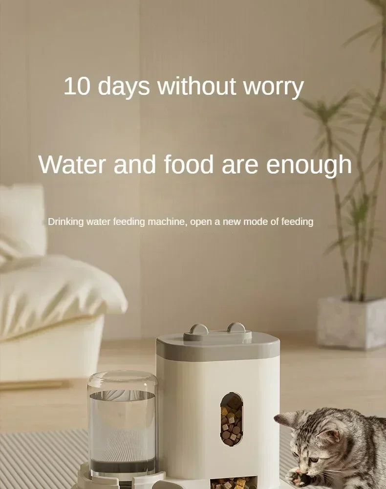Comedero Automático para Perros y Gatos con Fuente de Agua, Plato Elevado de Gran Capacidad para Bebedero y Comedero de Mascotas