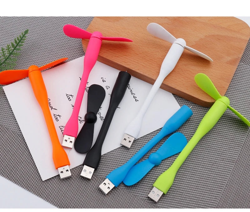 Mini ventilador USB, ventilador de refrigeración Flexible para banco de energía, portátil, PC, cargador de CA, ventilador de mano portátil, dispositivo de verano para ordenador