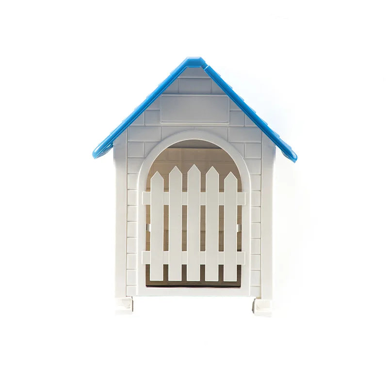 Casa para perros interior y exterior: cubierta extraíble a prueba de lluvia, perrera de plástico para perros medianos/grandes, refugio impermeable y resistente al viento