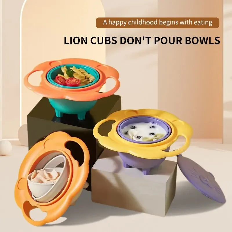 Cuenco giroscópico para bebé, diseño práctico, equilibrio giratorio para niños, novedad, giroscopio giratorio 360, platos de alimentación sólidos a prueba de derrames, plato para niños