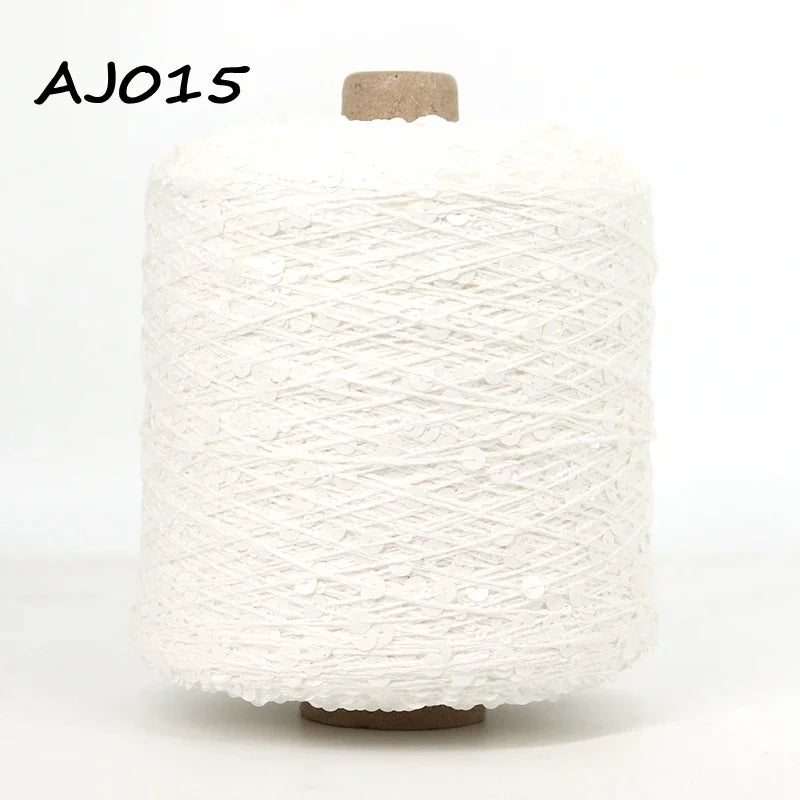 Cooamuu-Hilo de lentejuelas de algodón de lujo, hilo para tejer a mano, 500G/bobina, 3MM + 6MM, accesorios de lentejuelas