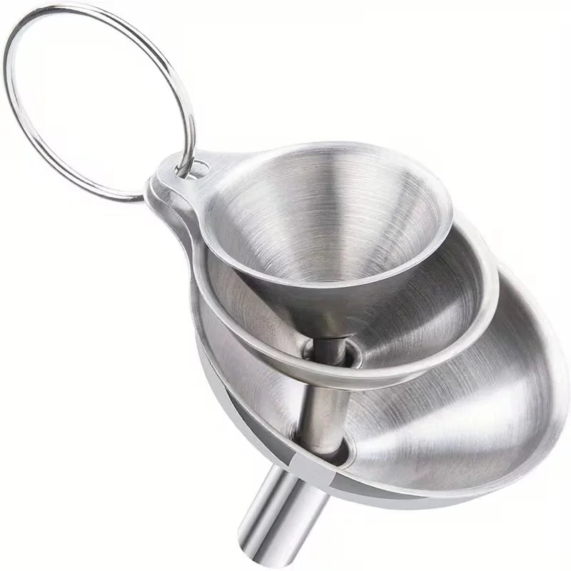 Embudos de acero inoxidable de calidad alimentaria, mini embudos de cocina para transferir aceites esenciales y líquidos, 3/4 piezas