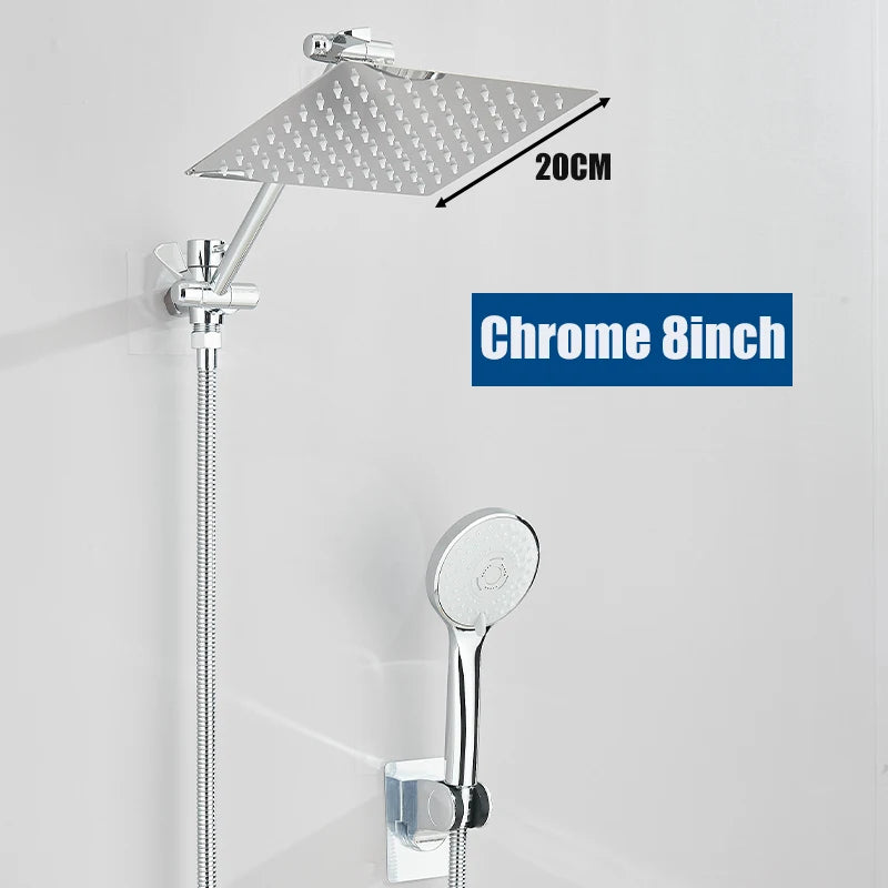 Juego de ducha oculto dos en uno, manguera larga para ducha, cabezal de ducha de lluvia de alta presión de 8/10 pulgadas, ducha de lluvia para baño