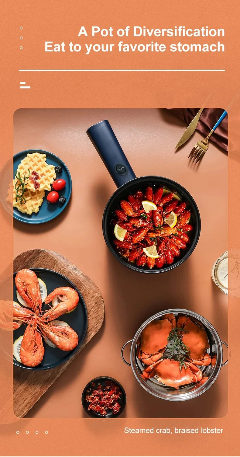 Mini Cocina eléctrica multifunción todo en uno, olla individual de doble capa para el hogar, olla para Fideos, olla caliente antiadherente, herramienta de cocina