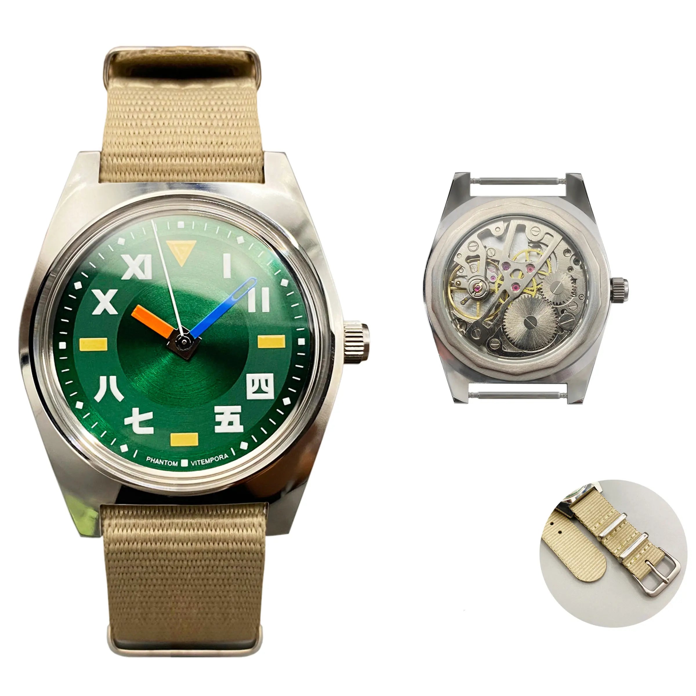 Un regalo pensado. Movimiento de cuerda manual de 36 mm. Reloj mecánico favorito de los hombres jóvenes con un diseño Bauhaus moderno.