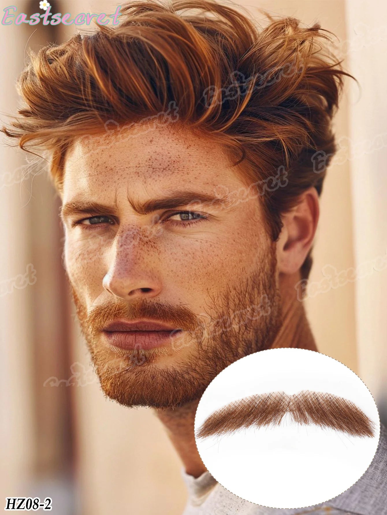 Bigote falso de barba de encaje sintético para hombres, bigote hecho a mano por pelo Real, Cosplay, encaje sintético, barbas invisibles