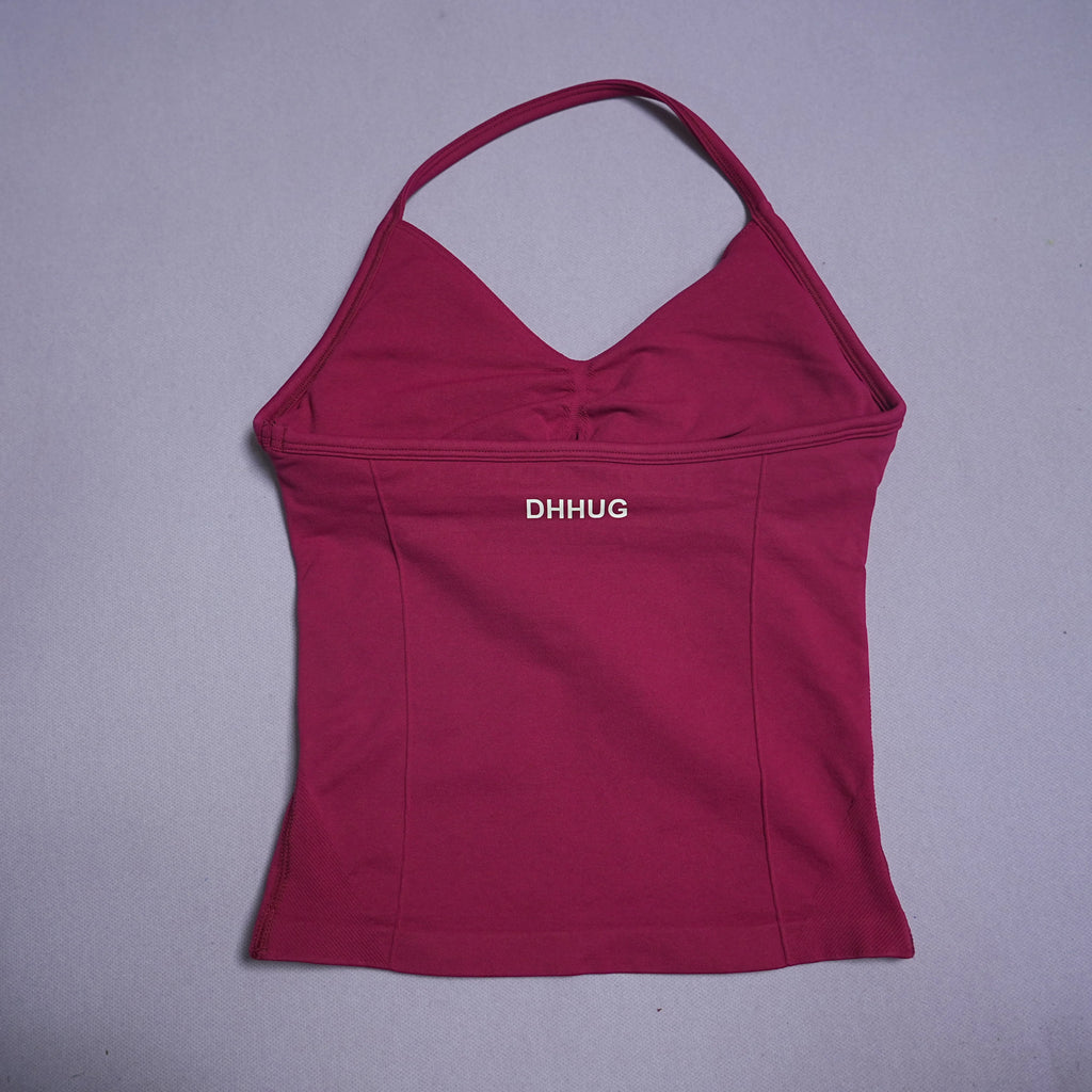 DHHUG Top deportivo para mujer, camiseta sin costuras para yoga con relleno extraíble, top deportivo sin mangas con cuello en V, para gimnasio y correr