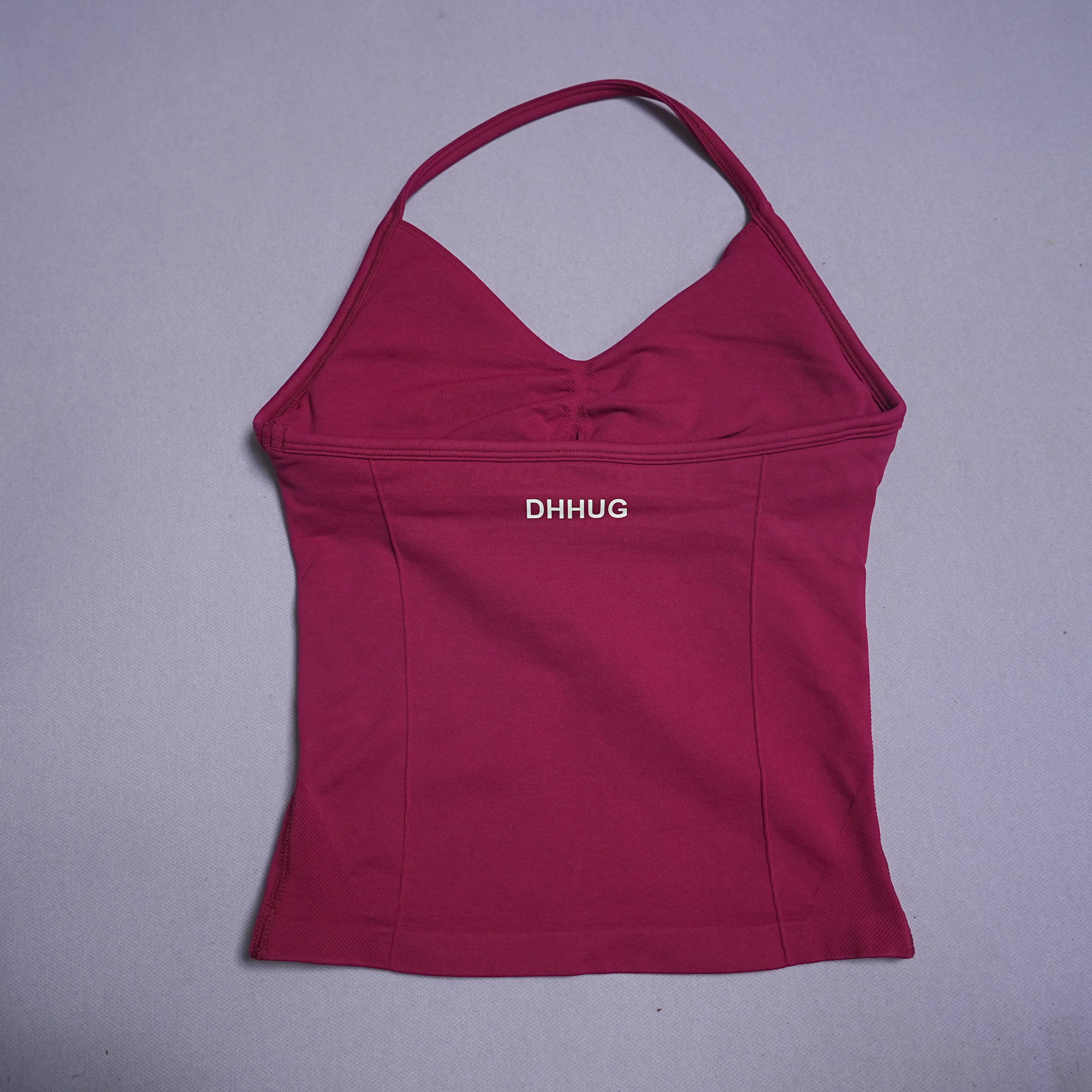 DHHUG Top deportivo para mujer, camiseta sin costuras para yoga con relleno extraíble, top deportivo sin mangas con cuello en V, para gimnasio y correr