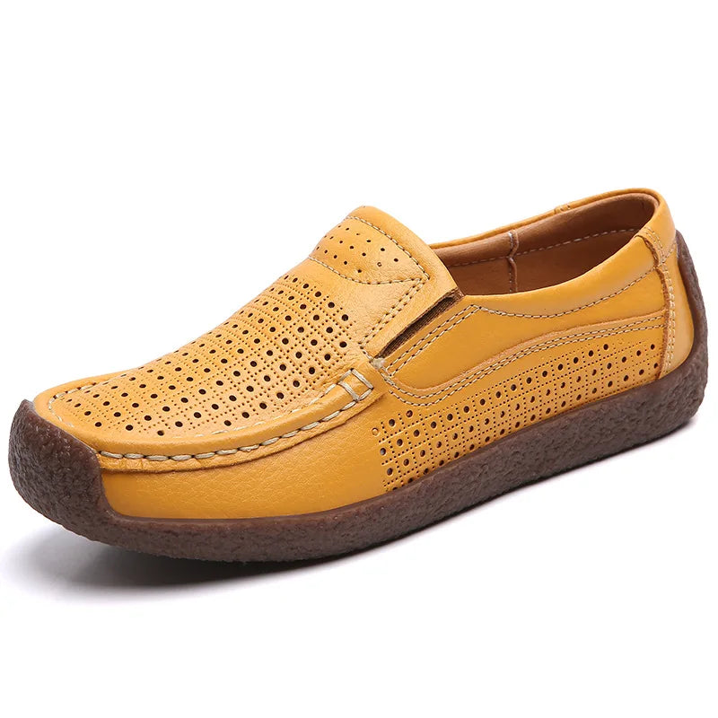 Zapatos informales De cuero genuino para Mujer, zapatillas De ocio, mocasines sin cordones De marca De lujo para Mujer, mocasines suaves para Mujer, Zapatos De Mujer