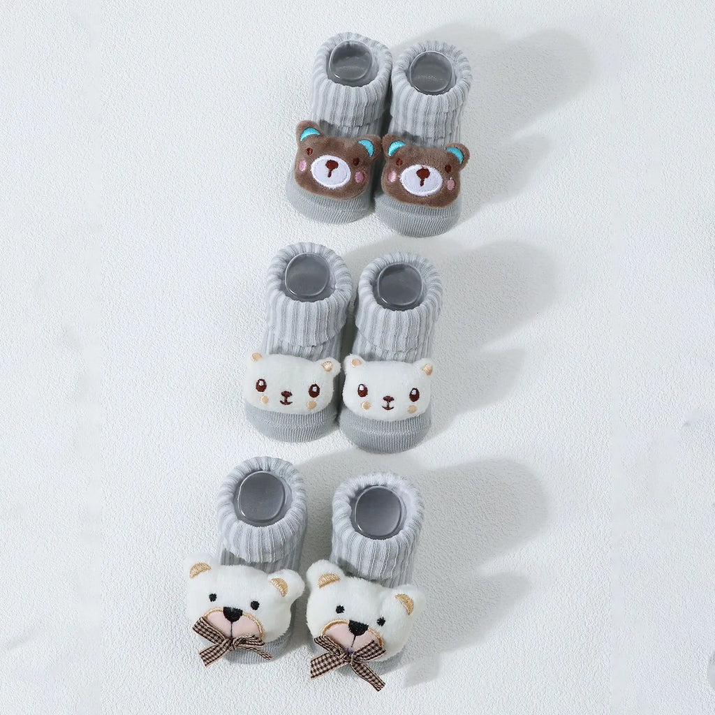 Calcetines bonitos de dibujos animados de oso, León, Panda, calcetines de bebé para niños y niñas, calcetines de tubo sólidos de algodón suave para recién nacidos, calcetines para niños