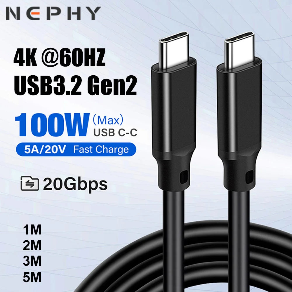 Cable USB 3,2 Gen2 tipo C a C para Macbook Air Pro Switch Steam Deck, Samsung, Xiaomi, 100W, USBC ThunderBolt 3, 1/2/3/5 m