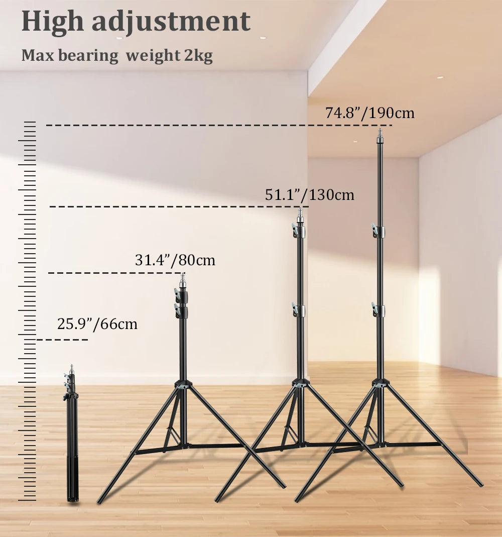 Trípode extensible SH de 190cm con tornillo y ruedas de 1/4, control remoto por Bluetooth para cámara DSLR, trípode de micrófono con luz de relleno para teléfono inteligente