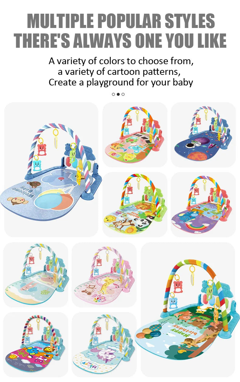 Alfombra de gimnasio para actividades musicales para bebé, alfombra para recién nacido, Pedal, teclado de Piano, estante de Fitness infantil, tapete para gatear, juguetes de regalo