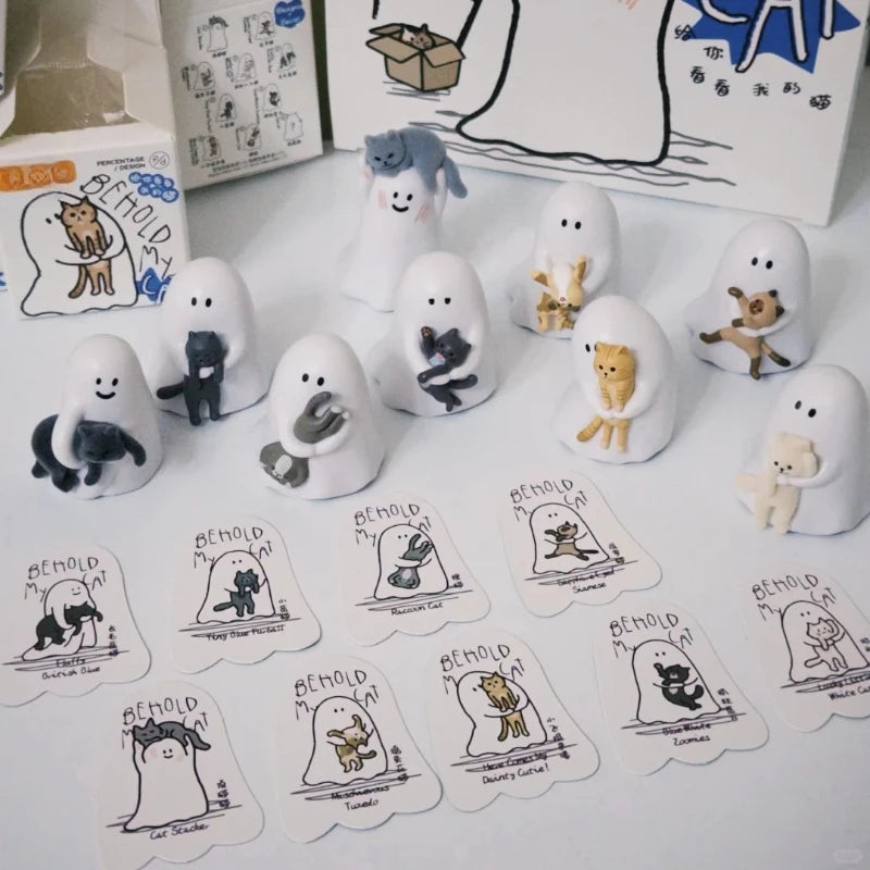 Ghody Behold My Cat Series, Caja Sorpresa con Figuras de Gatos, Lindas Mini Figuras de Anime Coleccionables, Decoración de Escritorio, Caja Misteriosa, Regalo para Niñas
