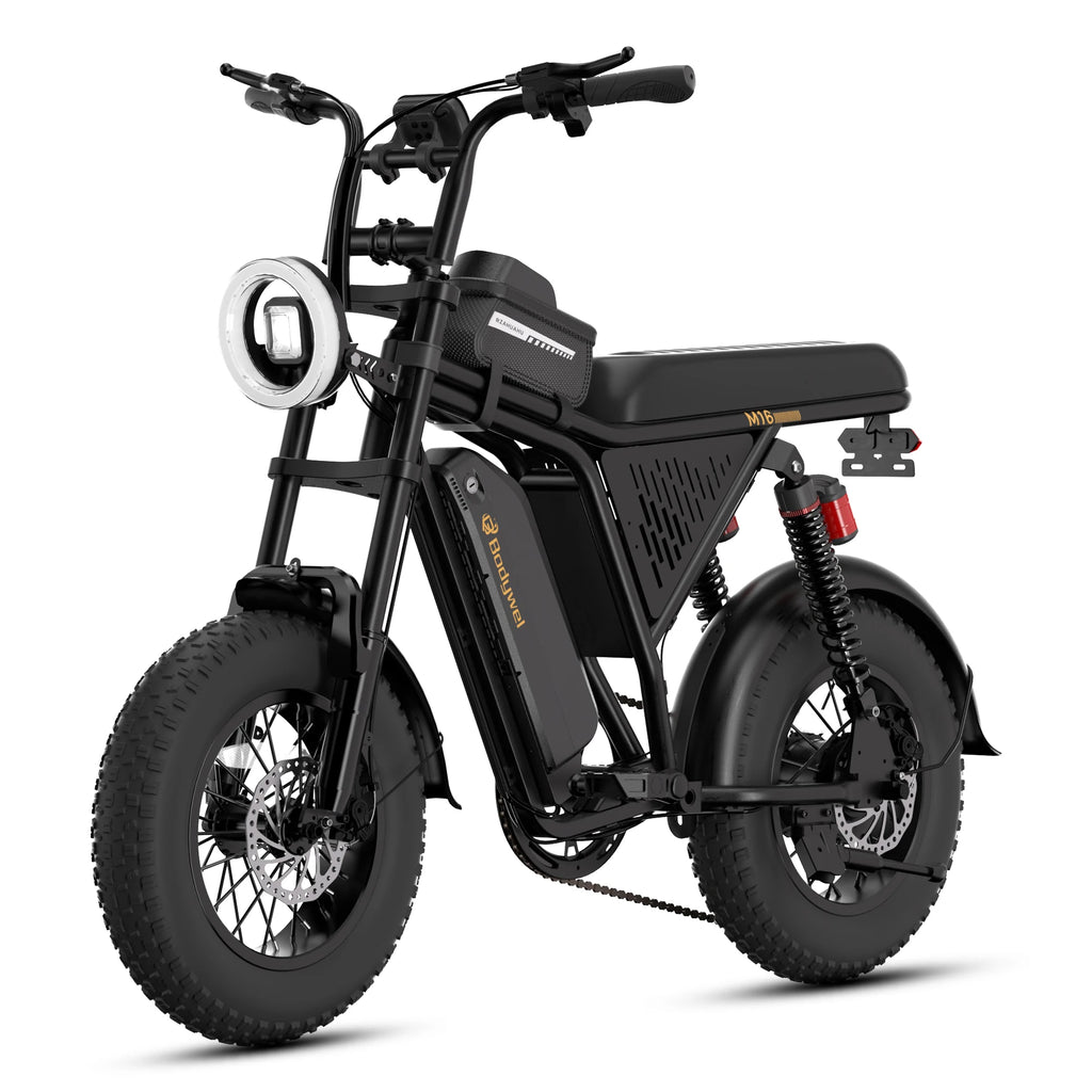 Bicicleta Eléctrica Todoterreno Bodywel M16 para Adultos, 1500w 48V 15.6ah, Bicicleta Eléctrica de Montaña con Neumáticos Gruesos de 16 Pulgadas para Entretenimiento al Aire Libre
