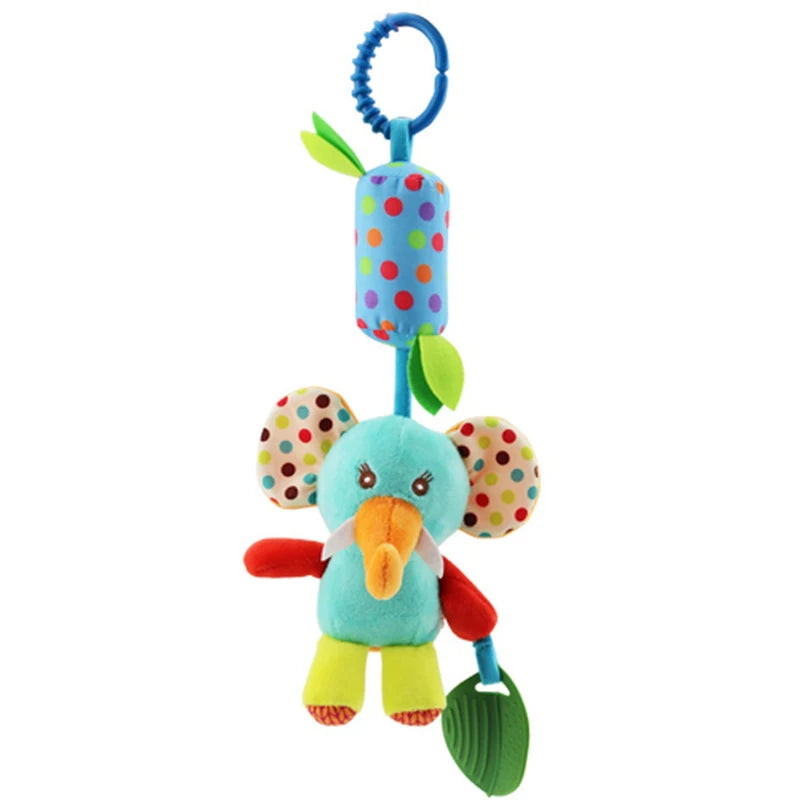 Sonajeros colgantes sensoriales para bebé, juguete de aprendizaje suave, cochecito de animales de peluche, cama de coche infantil, cuna con mordedor para bebés y niños pequeños
