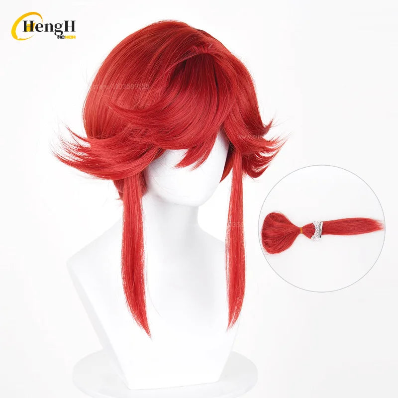 En stock Anime Zanka Guita Enji ‌   Pelucas de Cosplay Rudo Amo Li Glaze, pelo sintético resistente al calor, pelucas para fiesta de Halloween + gorro de peluca
