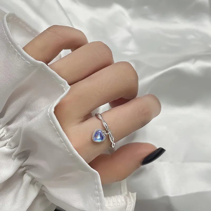 Anillo de Ópalo de Plata de Ley 925 para Mujer, Ajustable, para el Dedo Índice, Diseño Simple y Elegante, Joyería de Alta Gama, Regalo