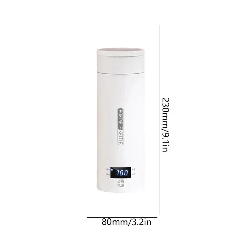 Hervidor Eléctrico Portátil de 450 ml, Taza Térmica para Té y Café, Hervidor de Agua de Viaje, Botella de Agua Anti-Escaldaduras, Menú en Inglés