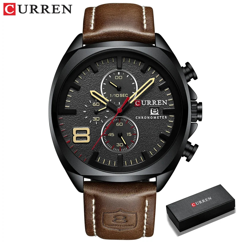 Reloj CURREN para hombre, reloj de pulsera de lujo, relojes de pulsera de cuarzo, relojes de cuero de moda estilo Punk para hombre, reloj Masculino