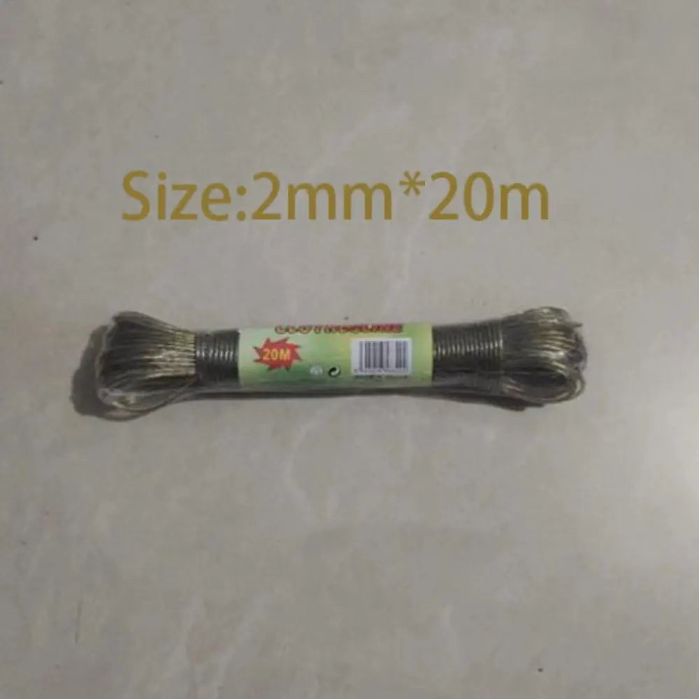 Cuerda de Tender Ropa de Alta Calidad con Revestimiento Plástico, Acero Resistente, 20m, Correa de Almacenamiento para Secado de Ropa