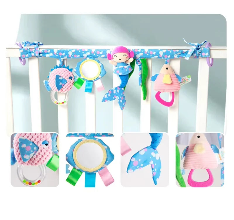 Sonajero de peluche sensorial para bebé, cochecito de juguete, juguetes colgantes móviles musicales, sonajeros móviles para bebés, juegos para recién nacidos de 0 a 6 y 12 meses