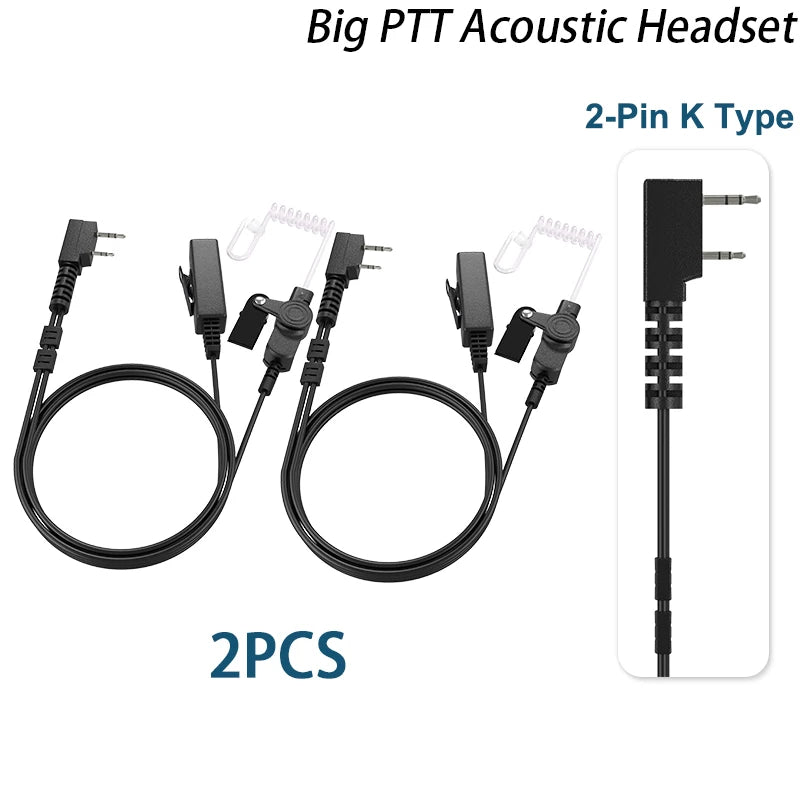 Auricular de seguridad con tubo de aire acústico oculto tipo K de 2 pines, auricular con micrófono para Walkie Talkies, auricular para Radios Kenwood Baofeng