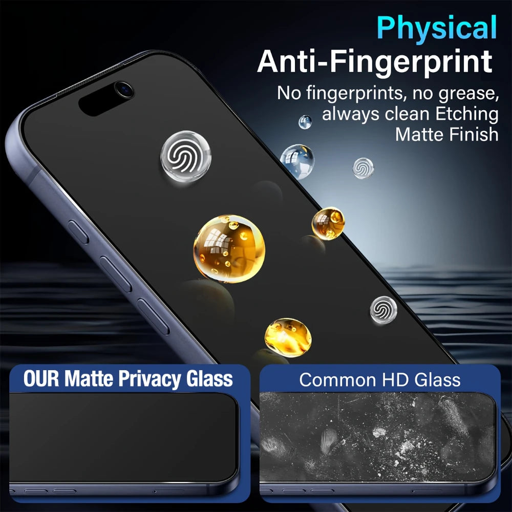 NNBILI 3 protectores de pantalla mate de alta resistencia para iPhone Series, película protectora antiespía de vidrio templado 9H+