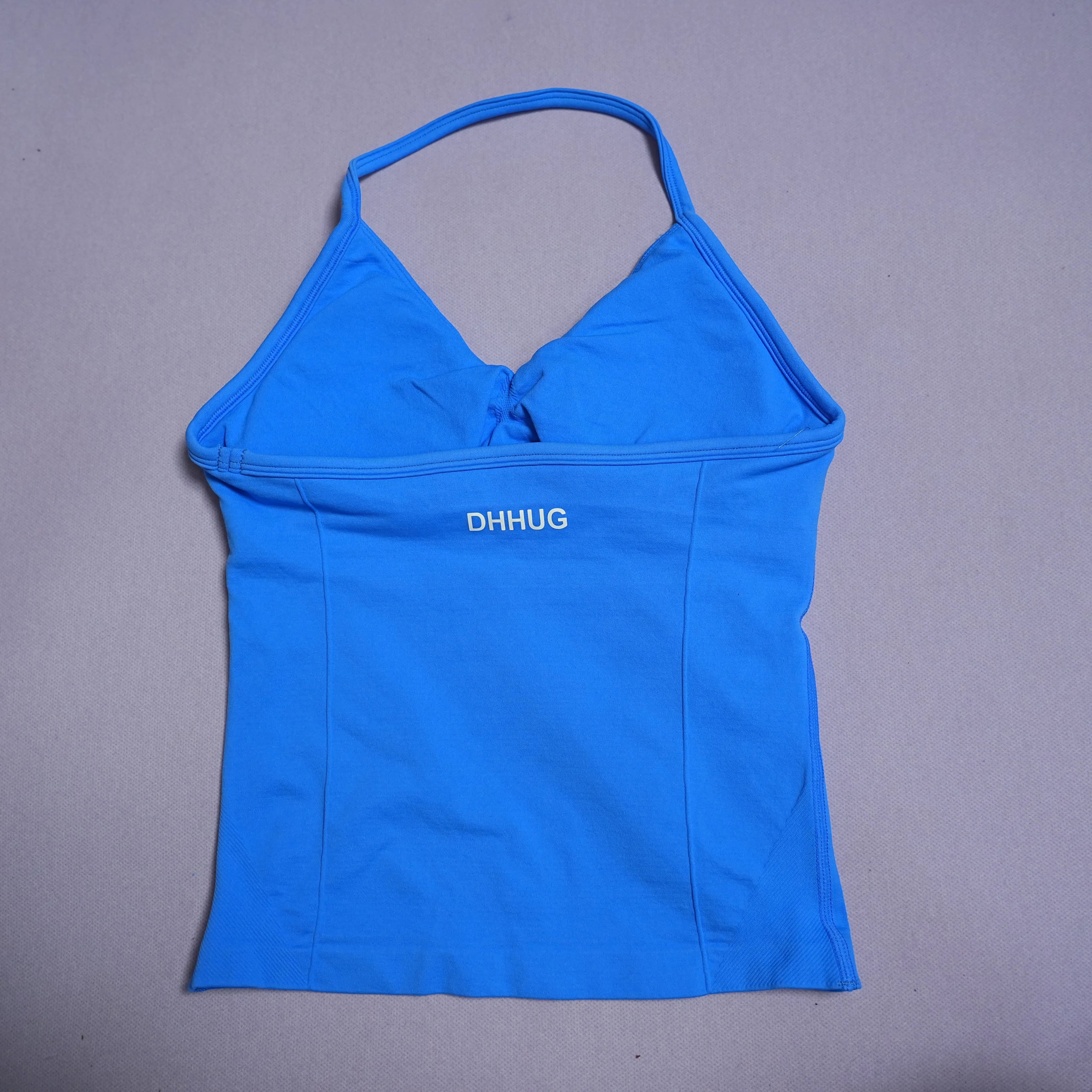 DHHUG Top deportivo para mujer, camiseta sin costuras para yoga con relleno extraíble, top deportivo sin mangas con cuello en V, para gimnasio y correr