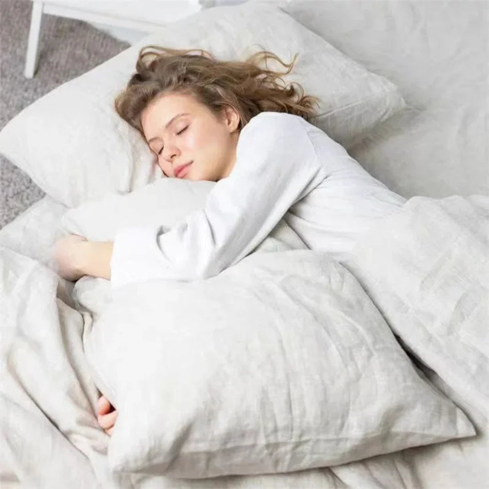Funda de almohada de lino de 2 uds, fundas de almohada tipo sobre suaves y cómodas de lino Natural francés, decoración del hogar, funda de almohadas para dormitorio para todas las estaciones