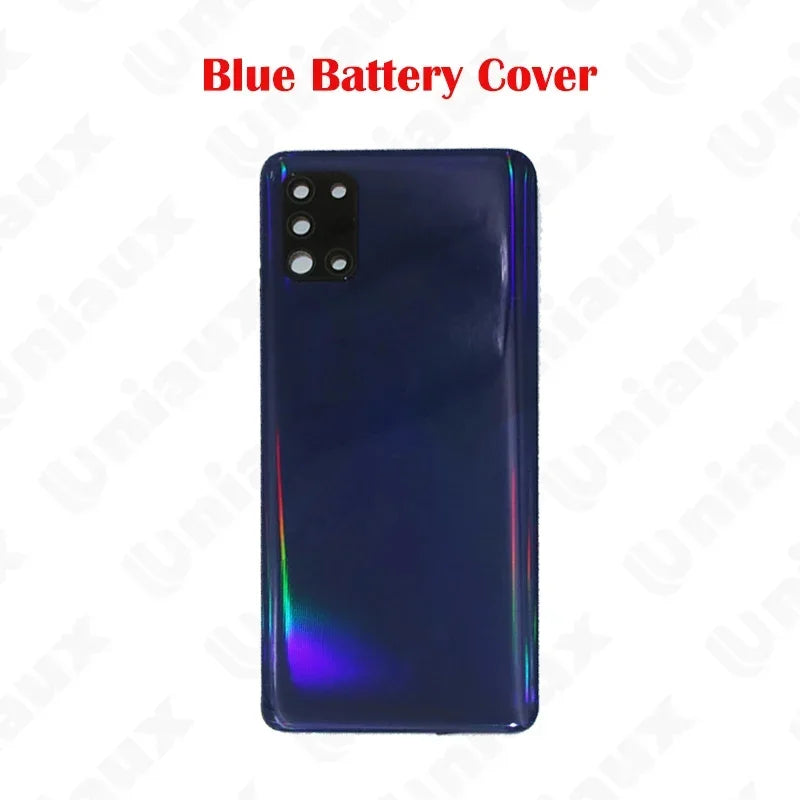 Para Samsung Galaxy A31 A315F A315G A315N A315 carcasa completa marco medio A31 cubierta trasera de batería puerta trasera con reemplazo adhesivo