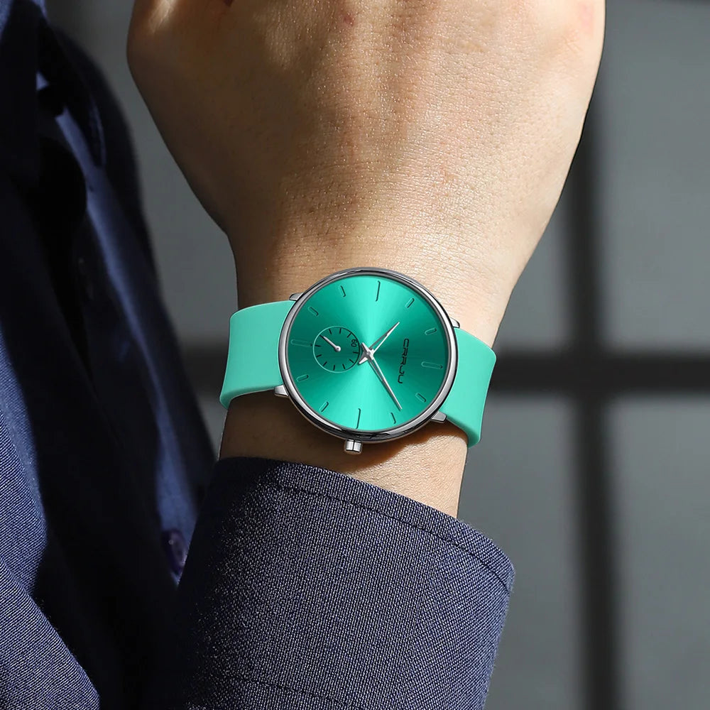 CRRJU-Conjunto de relojes de silicona informales para hombre y mujer, relojes de pulsera de cuarzo con esfera Simple, reloj de vestir para mujer