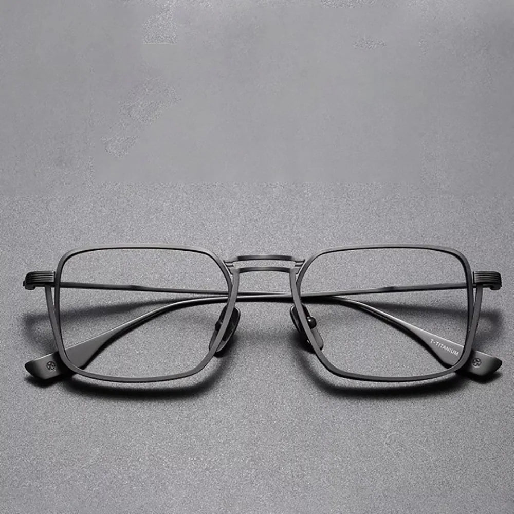 Gafas KLASSNUM para hombre, monturas ópticas de Metal cuadradas Vintage con lentes transparentes para hombre, gafas con lentes de luz azul, diseño de lujo