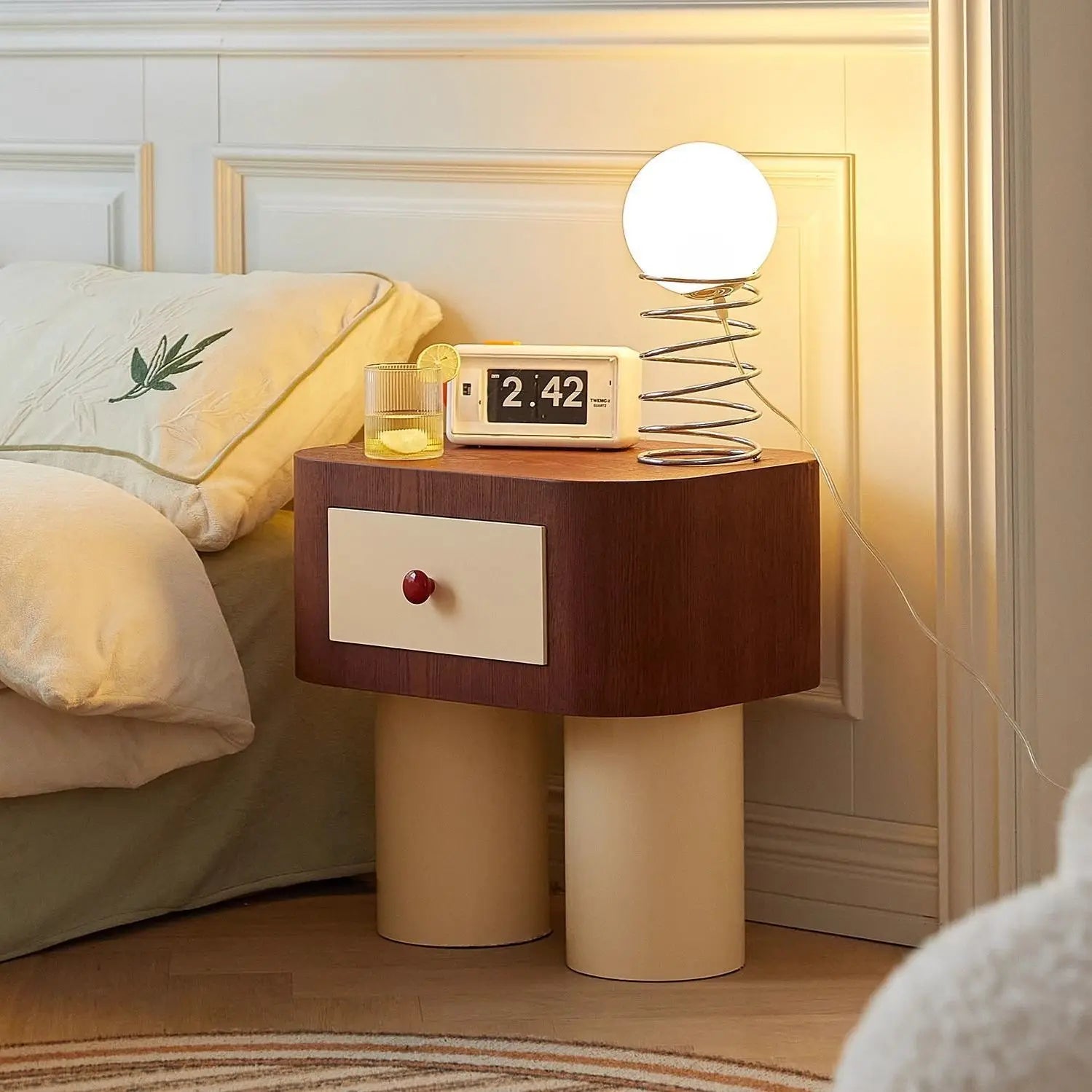 Mesa de Noche Infantil, Linda y Moderna, Estilo INS, Gabinete de Almacenamiento, Mesa Auxiliar con Esquinas Redondeadas, Estilo de Lujo Ligero, Diseño de Dibujos Animados