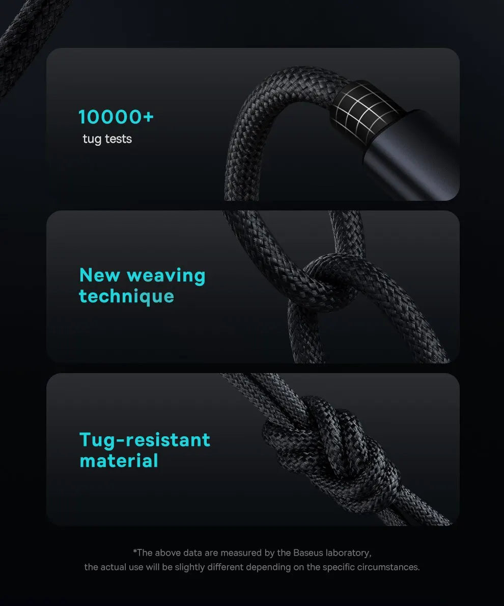 Baseus-Cable USB tipo C de carga rápida, cargador de 100W, PD, para iPhone 16, 15 Plus Pro Max, Macbook, Xiaomi y Samsung