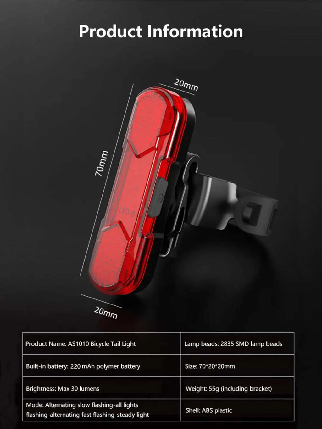 Luz Trasera LED USB para Bicicleta, Impermeable, Luz de Advertencia Trasera para Bicicleta, Luz Trasera de Seguridad para Ciclismo, Accesorios para Bicicleta de Montaña y Carretera