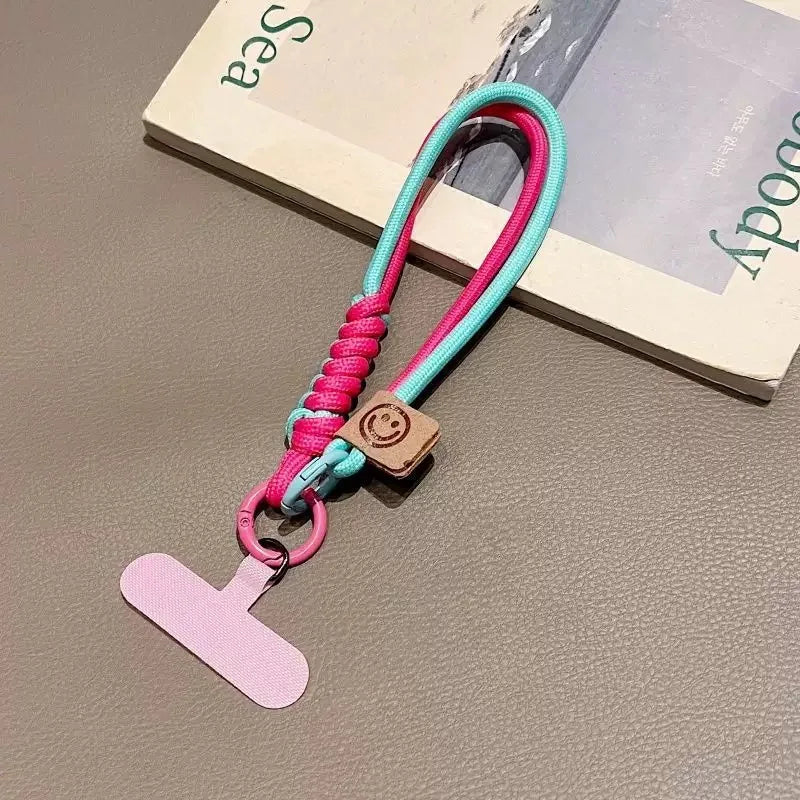 Cordón de teléfono tejido contrastante de estilo británico INS, funda de teléfono corta de mano a la moda, cuerda para muñeca, colgante para equipaje de muñeca, cuerda colgante