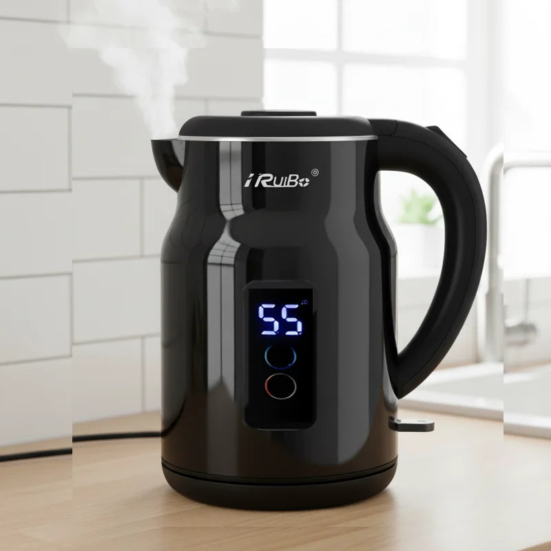 Iruibo 2.5l hervidor eléctrico 1000W casa cocina de calentamiento rápido hervidor de té de ebullición automático de protección de apagado de energía 110V hervidor de acero inoxidable