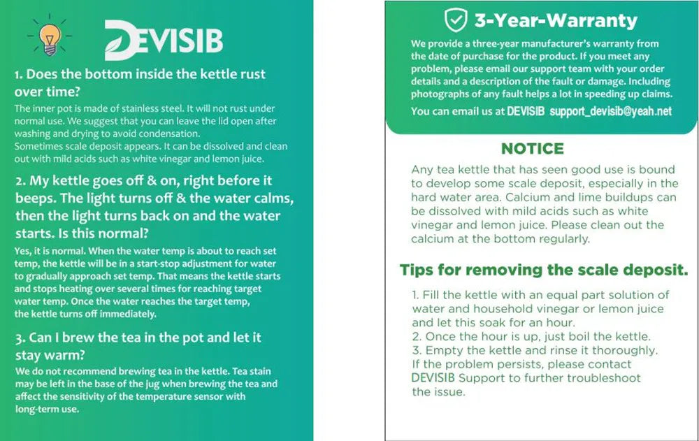 DEVISIB Hervidor eléctrico de vidrio, ebullición rápida de 2200 W, control de temperatura, mantener caliente las 4 horas, tetera de 2,0 L y caldera de agua caliente