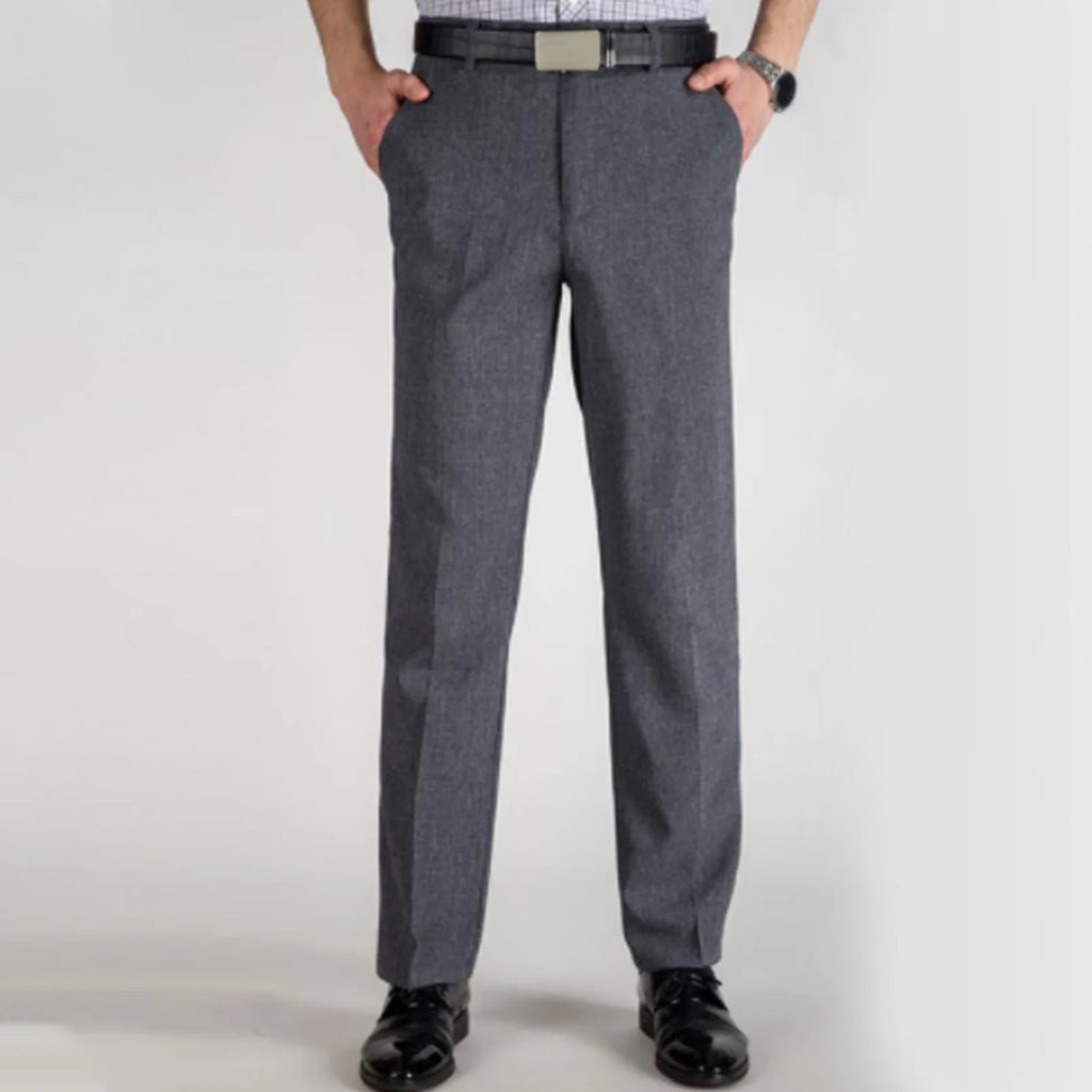 Pantalones de pierna recta para hombre, cintura elástica, holgados, pantalones de vestir largos informales con bolsillos laterales, pantalones casuales de pierna recta
