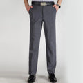 Pantalones de pierna recta para hombre, cintura elástica, holgados, pantalones de vestir largos informales con bolsillos laterales, pantalones casuales de pierna recta