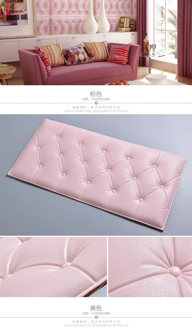 Papel Tapiz Autoadhesivo 3D, Almohadilla de Pared Anticolisión, para Dormitorio Infantil, Sala de Estar, Almohadilla de Espuma Suave, Decoración del Hogar