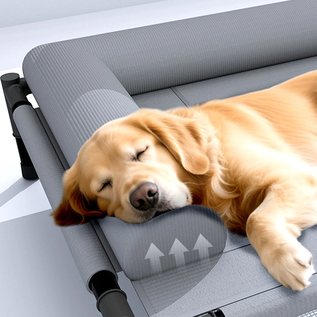 Muebles para mascotas, cama elevada de malla, transpirable con almohada, cama elevada para perros y gatos, extraíble, exterior, Camping, tren para tomar el sol, hogar, césped