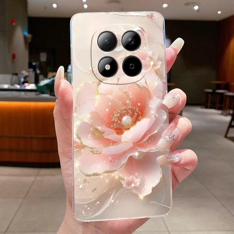 Funda para Teléfono Xiaomi Redmi Note 15 Pro 4G, Carcasa Protectora con Diseño de Lazo de Mariposa, Transparente, de Silicona TPU Suave