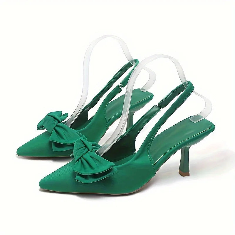 Zapatos cómodos para mujer, sandalias con tacones de aguja, pajarita, traje de verano para mujer, color morado, talla grande, nuevas niñas, puntiagudos bajos, altos, negros grandes